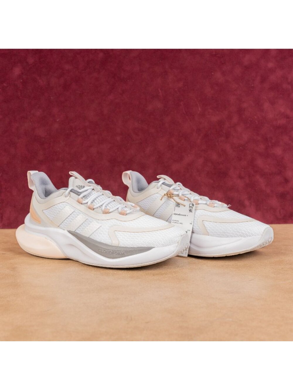 Adidas Women AlphaBounce Plus White Peach Running Athletic Sneakers size 8.5